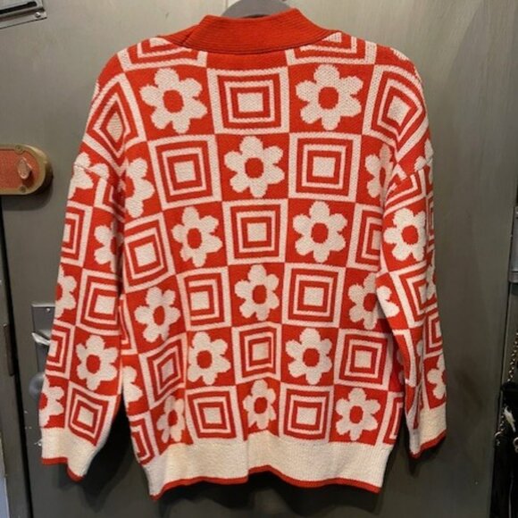 RETRO KNIT JACQUARD FLORAL CARDIGAN - Picture 13 of 16